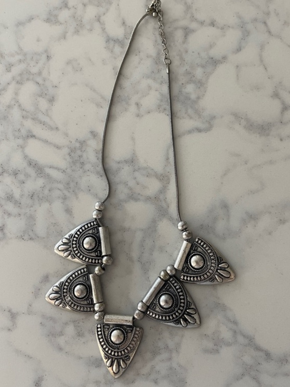 Silver-Tone Tribal Statement Necklace - Women Jewelry